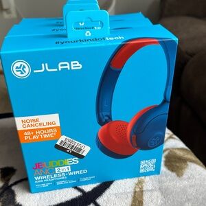 JLab JBuddies ANC Wireless On-Ear Headphones - Vibrant Blue and Red